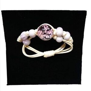 Encapsulated Dried Flower Charm Handmade Adjustable Bracelet